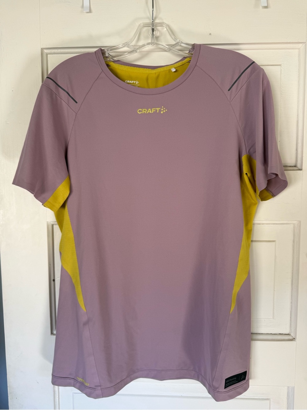 Craft Lavender Short-Sleeve Performance Running Top with Yellow Accents